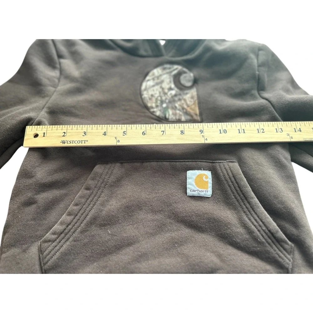 Kids Carhartt Camo Logo Hoodie Brown Size 7 Pullover Sweatshirt‎